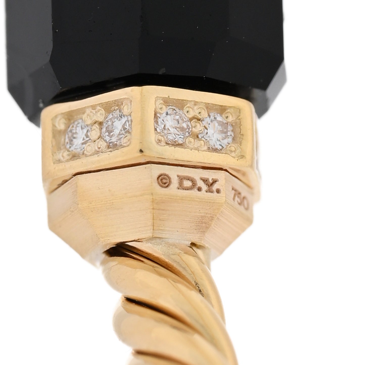 18K Yellow Gold Black Onyx Diamond 2.5mm Barrels Station Bracelet