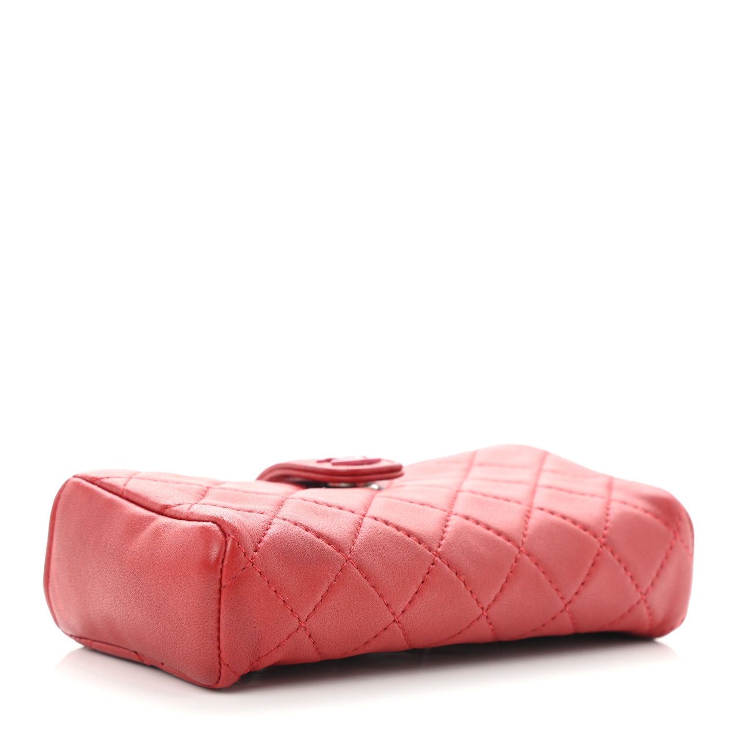 Chanel Lambskin Quilted Mini Phone Holder Clutch Red Pink 4 of 8