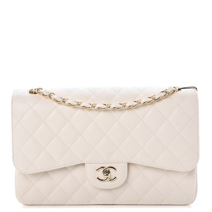 Chanel Caviar Quilted Jumbo Double Flap White 1 of 8