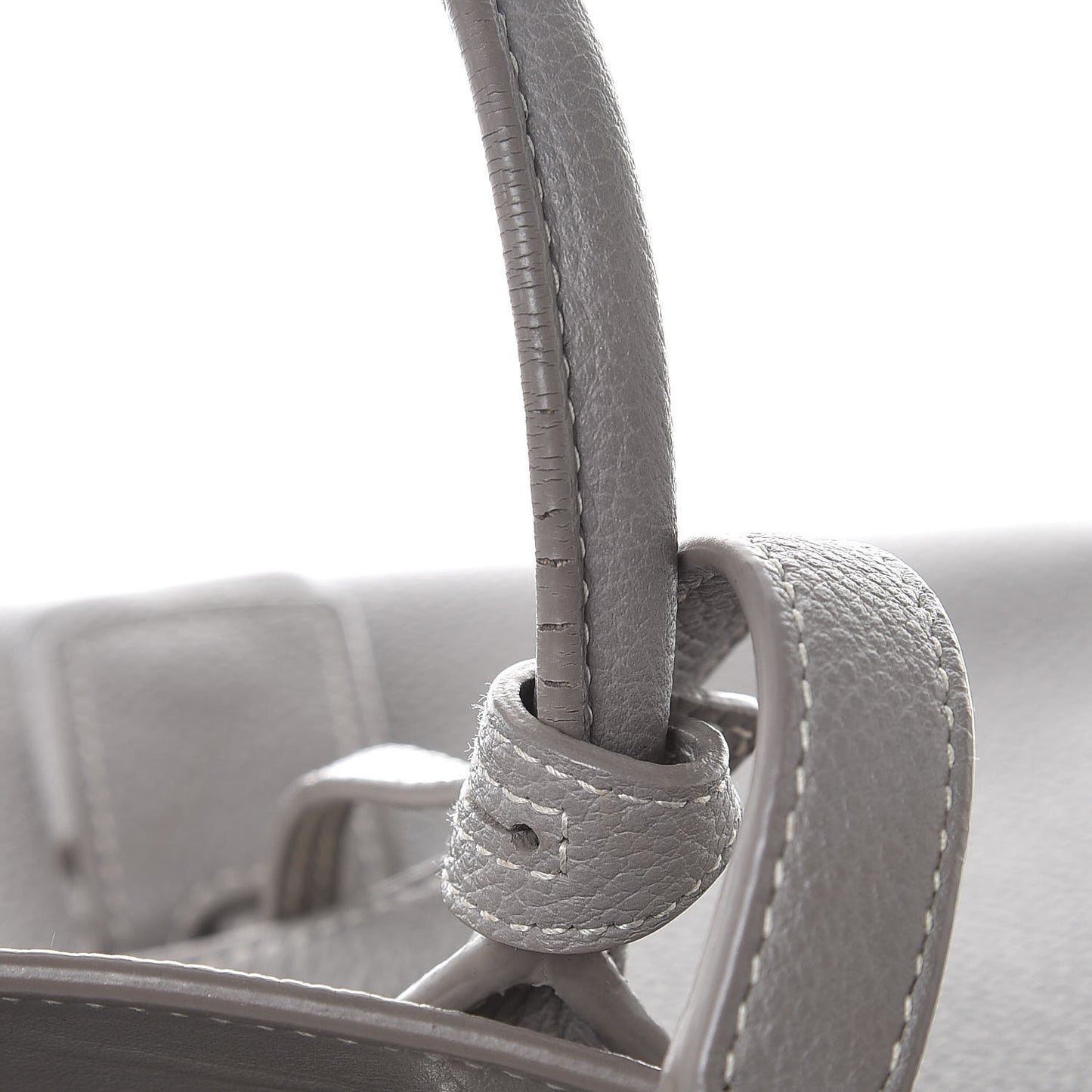 Grained Calfskin Topstich Baby Sac De Jour Grey
