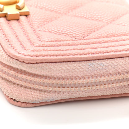 Chanel Caviar Quilted Boy Zip Around Coin Purse Wallet Light Pink 9 of 10