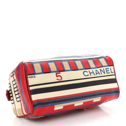 Chanel Coated Canvas Le Train Boston Bag Red 4 of 17