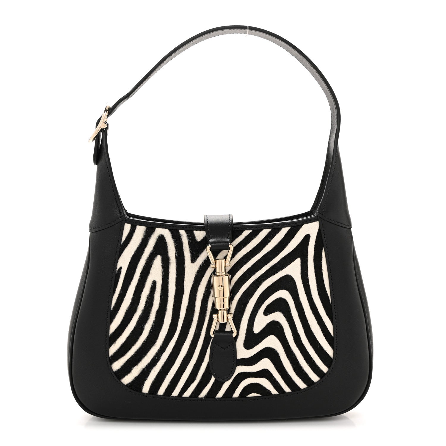 Gucci Pony Hair Zebra Print Calfskin Small Jackie 1961 Hobo Black White 1 of 11