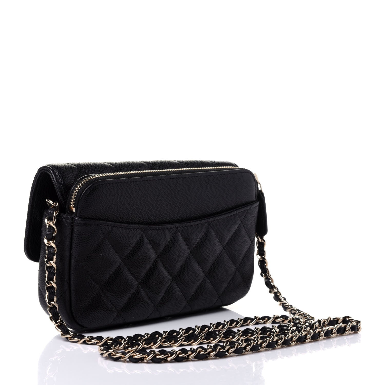 Chanel Caviar Quilted Flap Phone Holder With Chain Black 2 of 4
