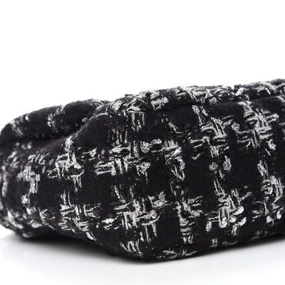 Chanel Tweed Quilted Medium Chanel 19 Flap Black Silver Ecru 6 of 12