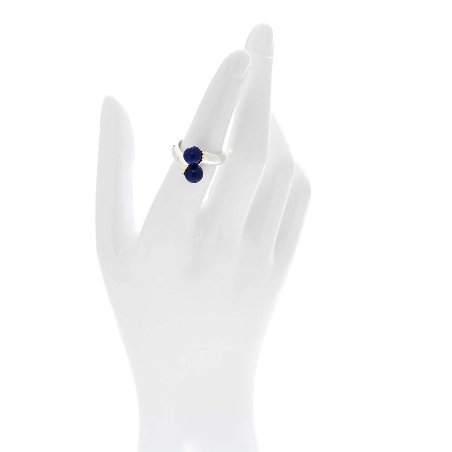 Sterling Silver 18K Yellow Gold Lapis Bypass Ring 52 6