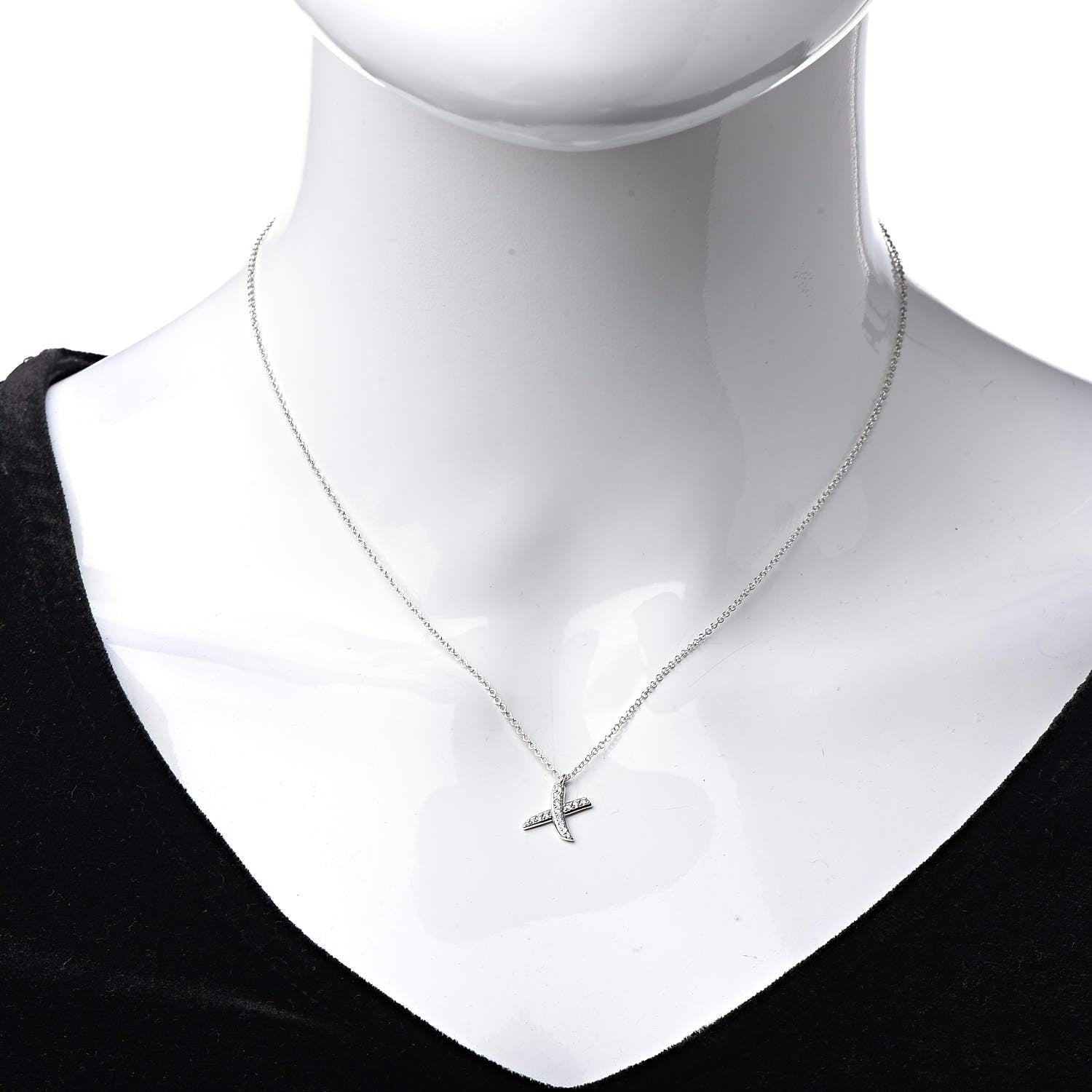 Tiffany 18K White Gold Diamond Paloma Picasso Graffiti X Pendant Necklace 2 of 7