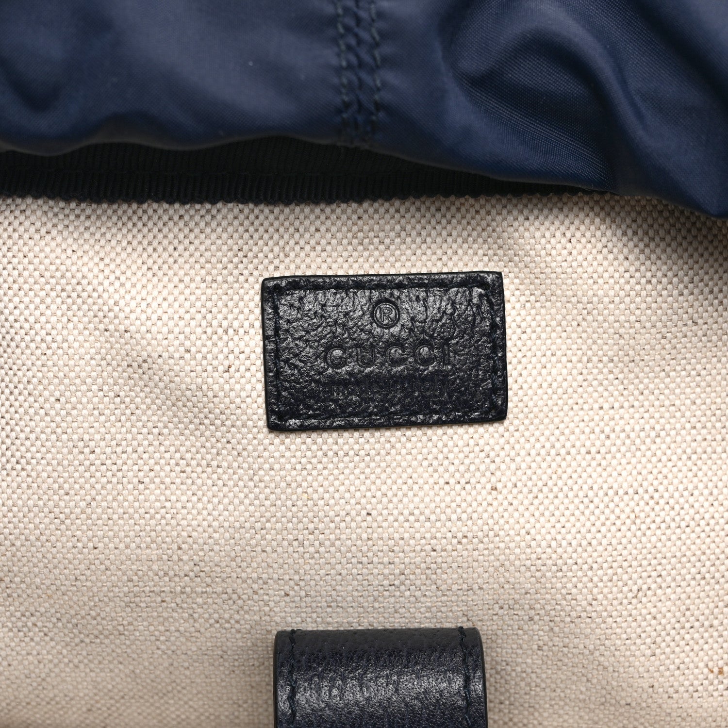 Gucci GG Supreme Monogram Textured Dollar Calfskin Medium Ophidia Double Buckle Backpack Blue Dark Blue Black 6 of 10