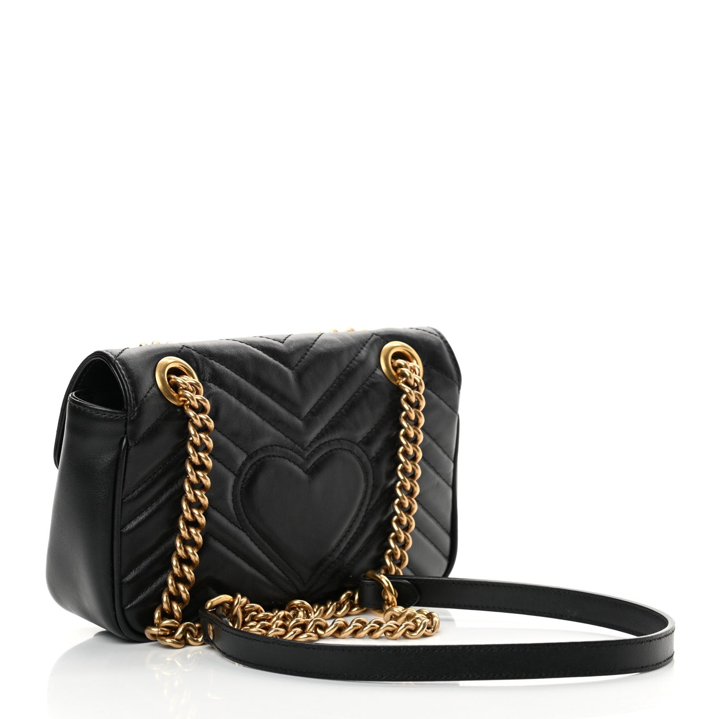Calfskin Matelasse Mini GG Marmont Shoulder Bag Black