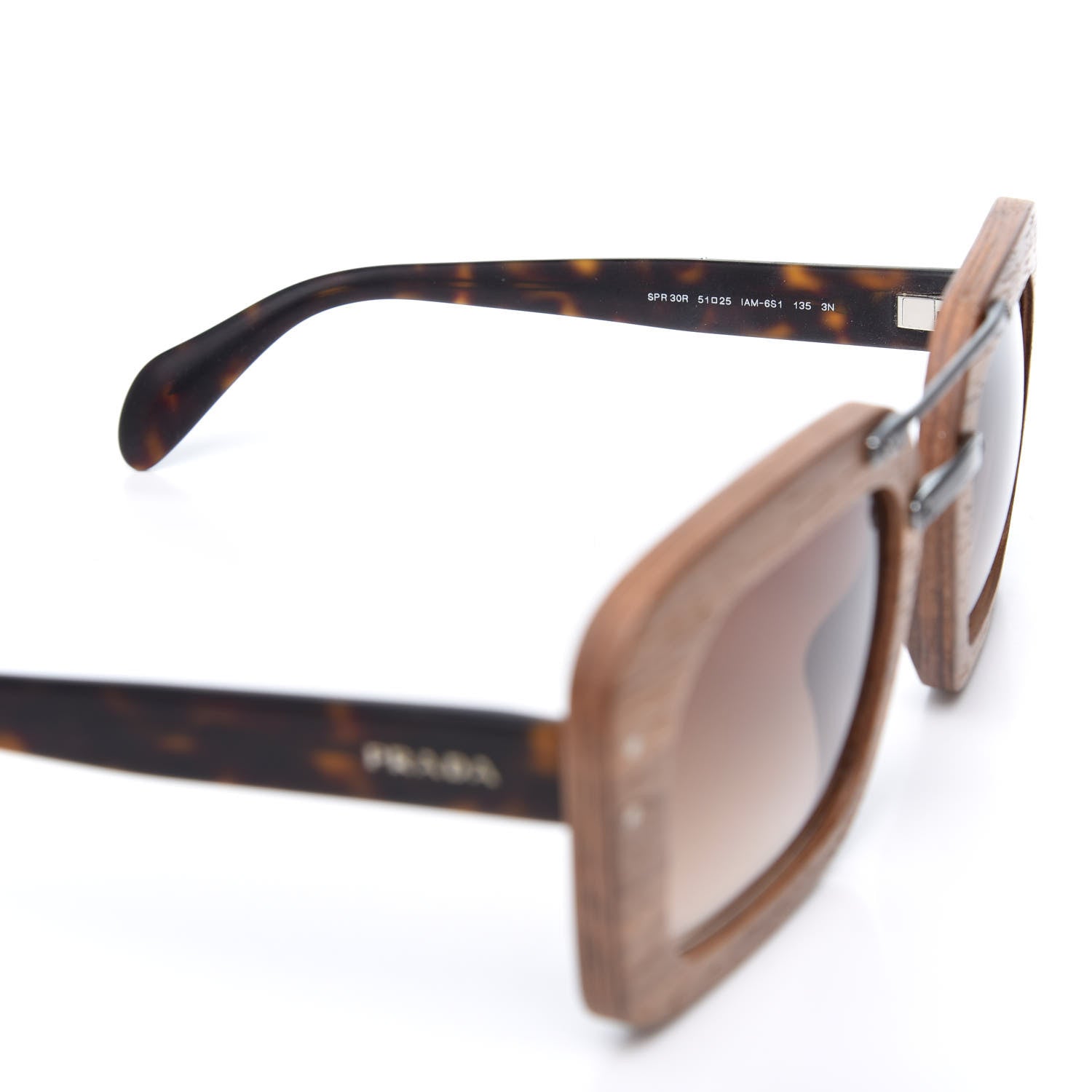 Prada Wooden Sunglasses SPR30R Canaletto Tortoise 6 of 8