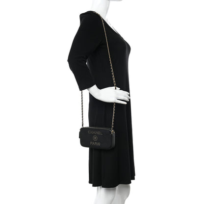 Chanel Caviar Studded Small Deauville Clutch With Chain Black 3 of 12