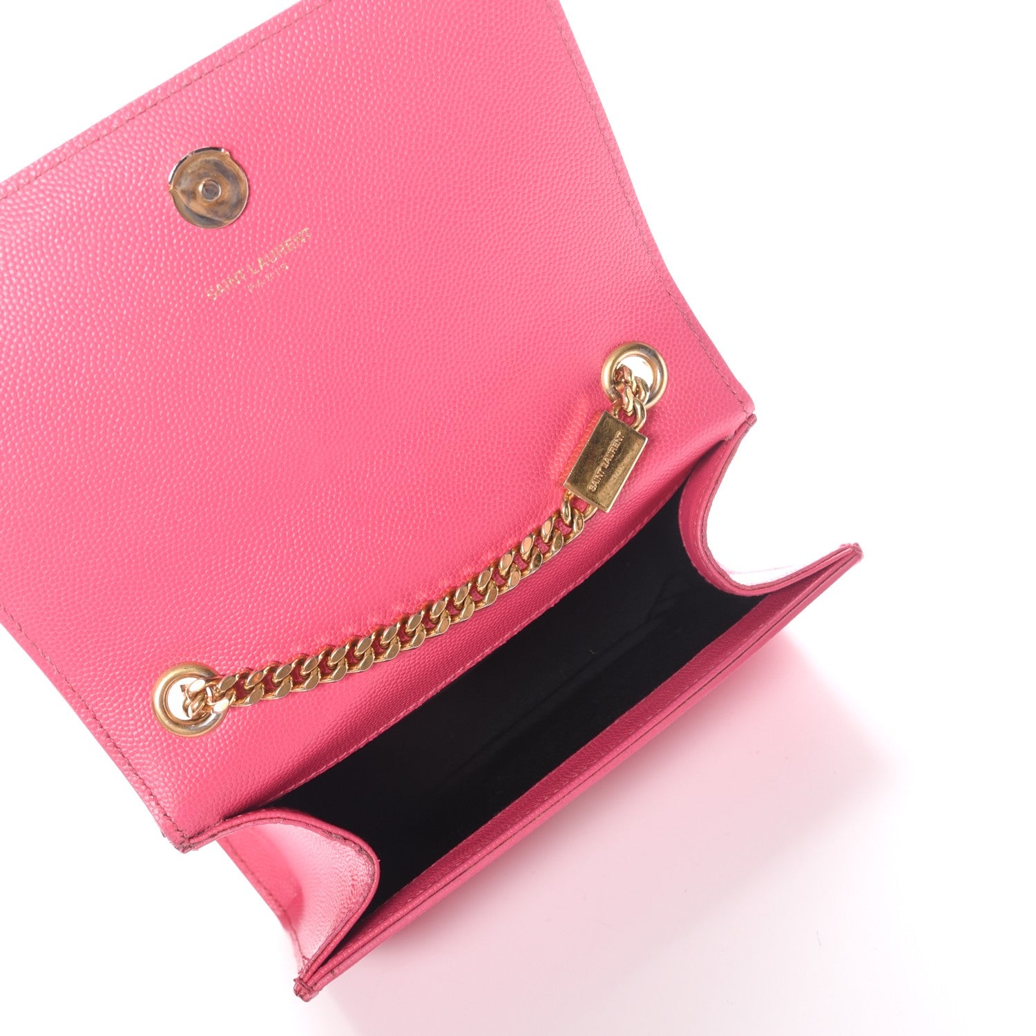 Saint Laurent Grain De Poudre Small Monogram Kate Satchel Fuchsia 5 of 9