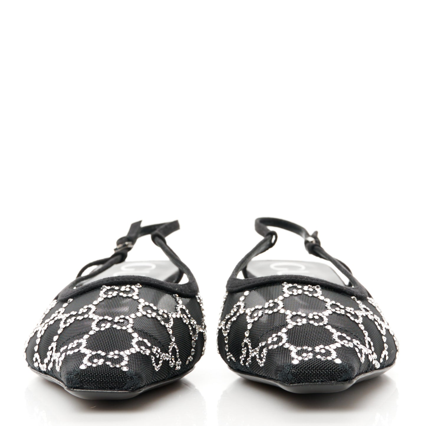 Tela Retino Kid Scamosciato Crystal GG Monogram Square G 35mm Slingback Pumps 38.5 Black