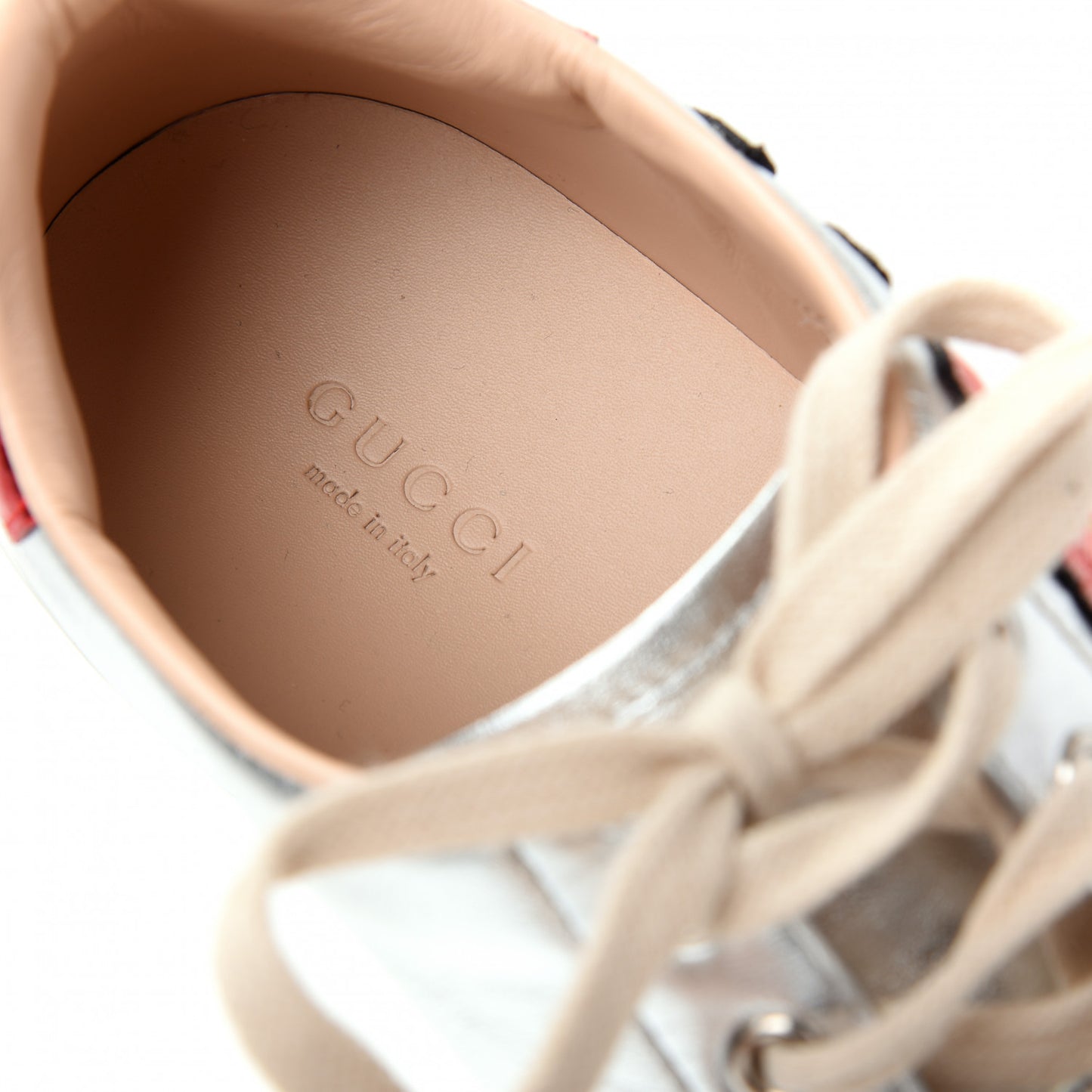 Metallic Calfskin Floral Embroidered Ace Sneakers 39.5 Silver
