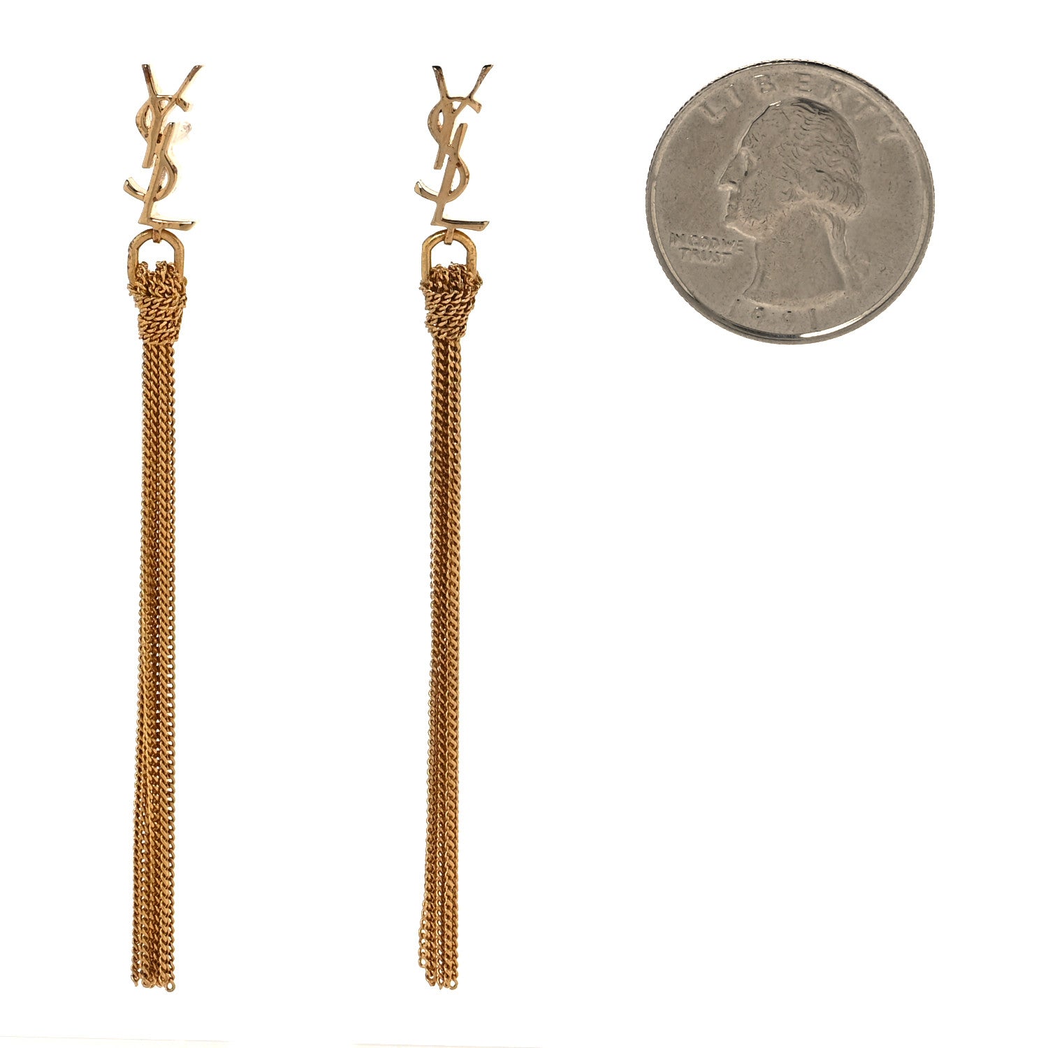 Saint Laurent Metal Cassandre Tassel Earrings Gold Gold 2 of 3