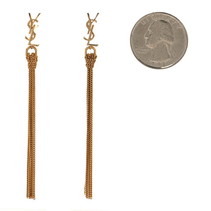 Saint Laurent Metal Cassandre Tassel Earrings Gold Gold 2 of 3