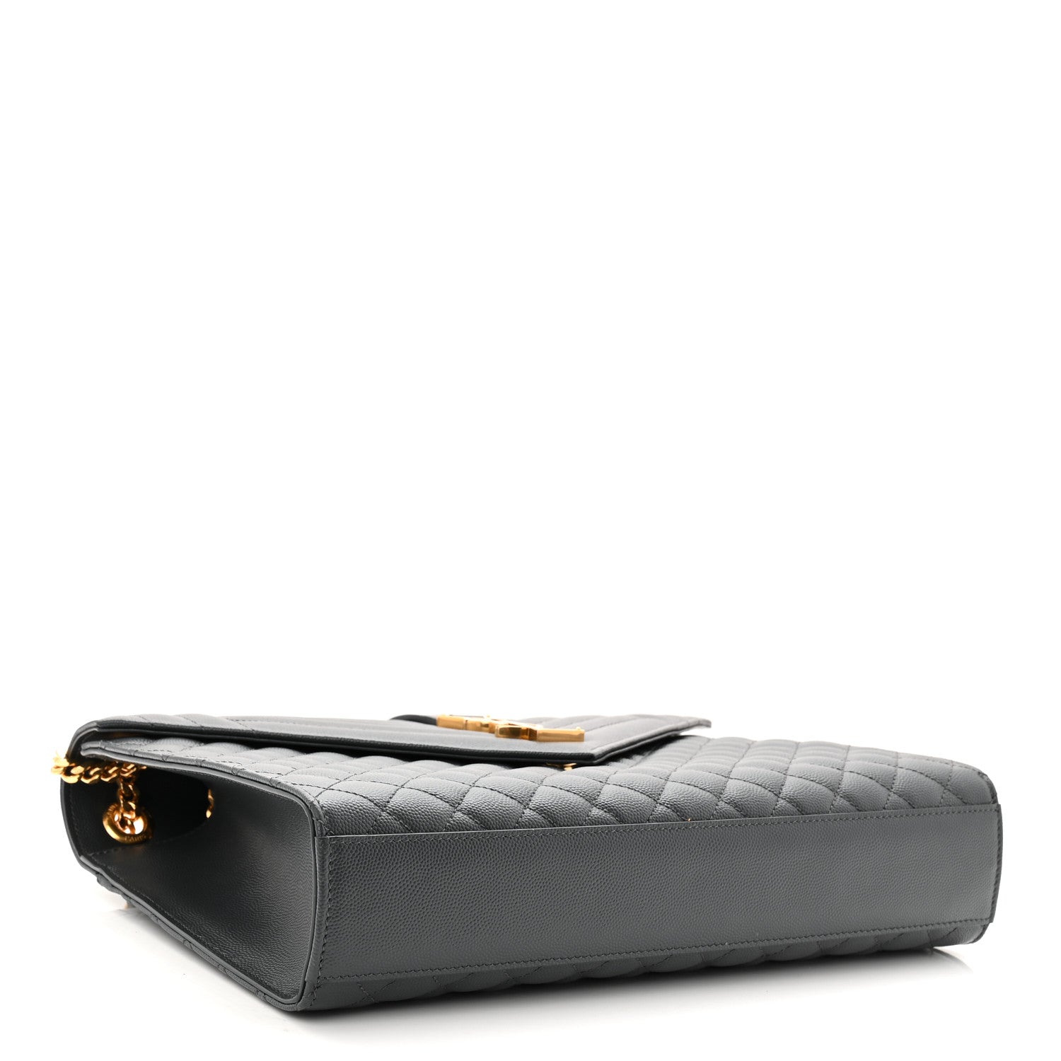 Saint Laurent Grain De Poudre Textured Mixed Matelasse Large Triquilt Monogram Satchel Storm 6 of 19