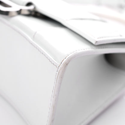 Balenciaga Box Calfskin Graffiti Logo Hourglass Top Handle Bag XS White Light Silver 8 of 16