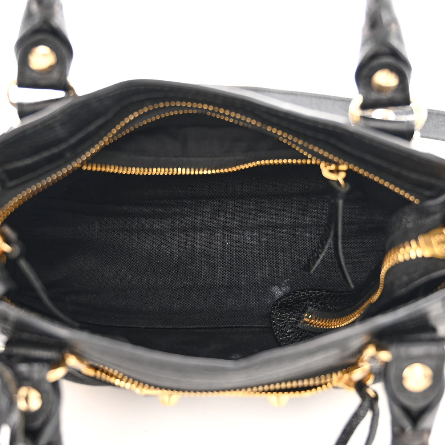 Chevre Gold Metallic Edge Hardware Mini City Black