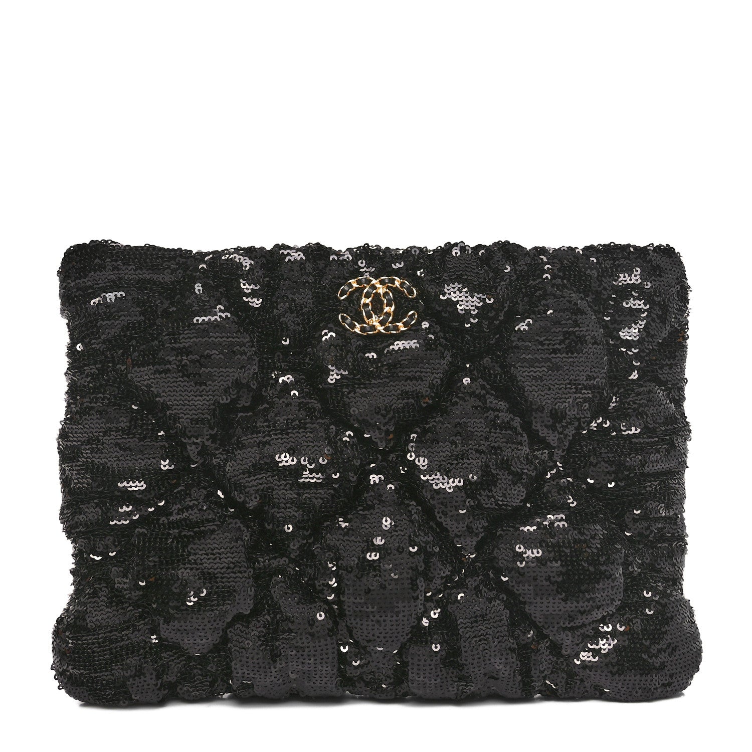 Chanel Sequins Quilted Large Chanel 19 Pouch Black 1 of 11