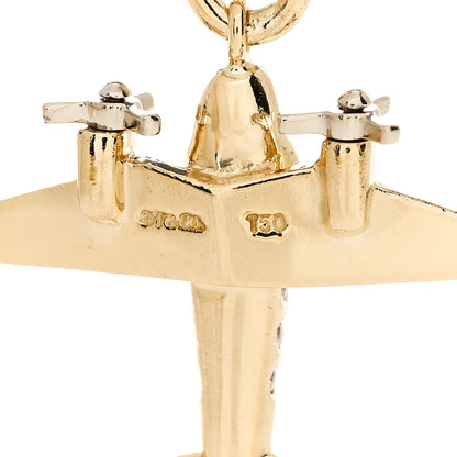 Tiffany 18K Yellow Gold Diamond Airplane Charm 4 of 5