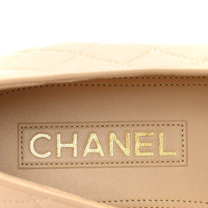 Chanel Lambskin Quilted CC Ballerina Flats 40 Light Beige 8 of 11