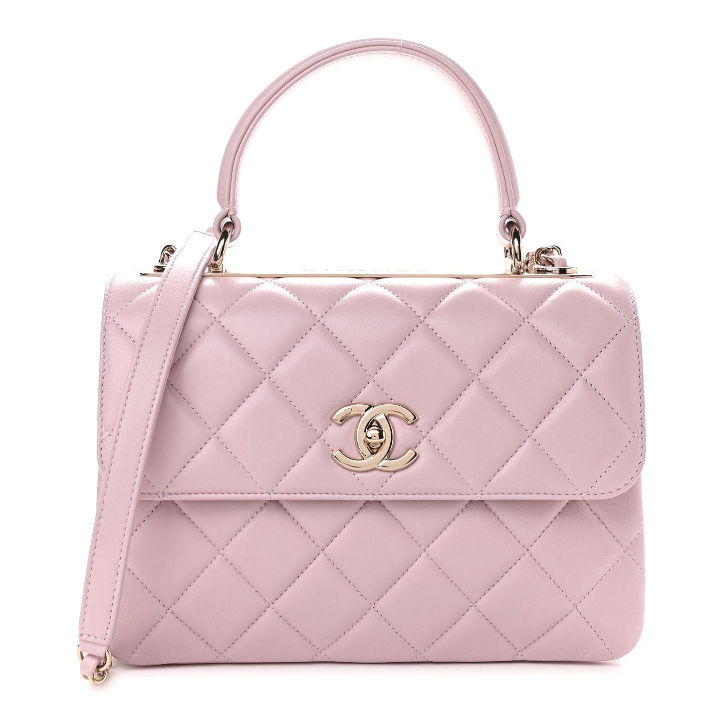 Lambskin Quilted Small Trendy CC Flap Dual Handle Bag Light Pink
