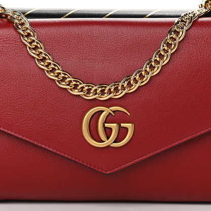 Gucci Calfskin Diagonal GG Medium Thiara Double Envelope Shoulder Bag Black Red 9 of 11