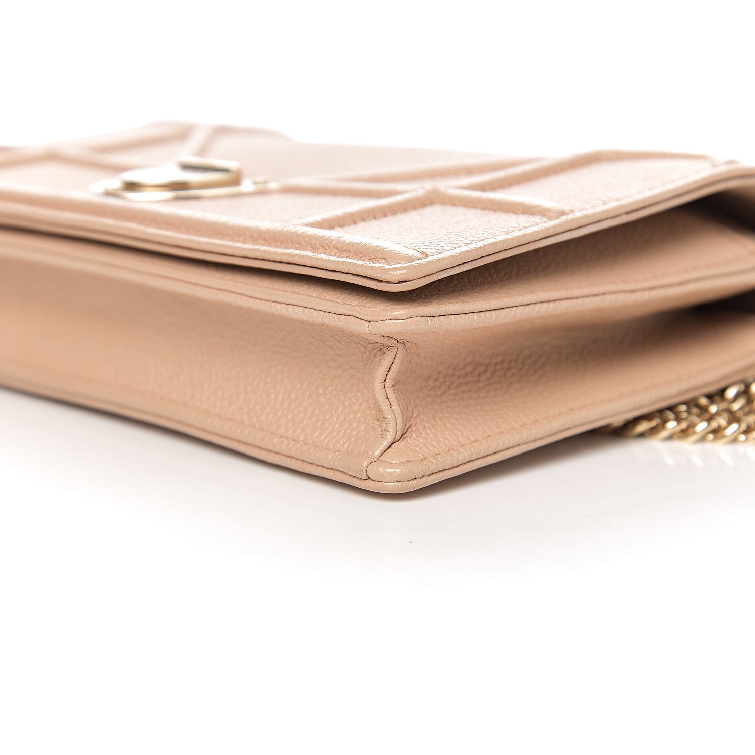 Christian Dior Grained Calfskin Diorama Wallet on Chain Pouch Nude 12 of 13