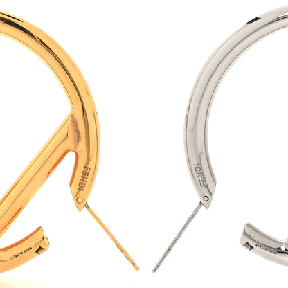 Fendi Metal FF Hoop Earrings Gold Silver 3 of 4