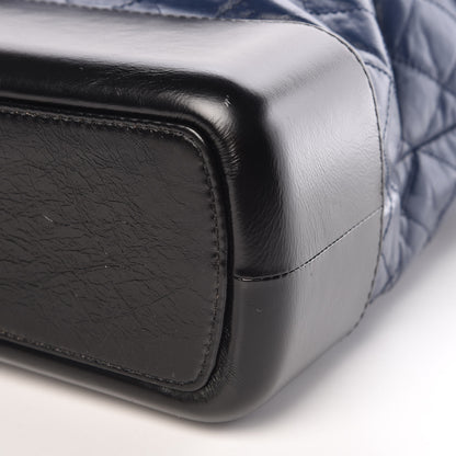 Chanel Aged Calfskin Quilted Large Gabrielle Shopping Tote Navy Black 9 of 9