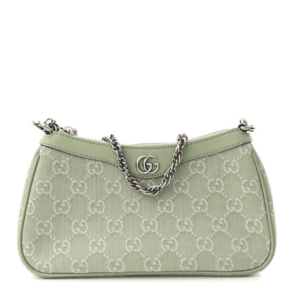 Gucci Denim GG Monogram Calfskin Small Shoulder Bag Pale Green 1 of 9