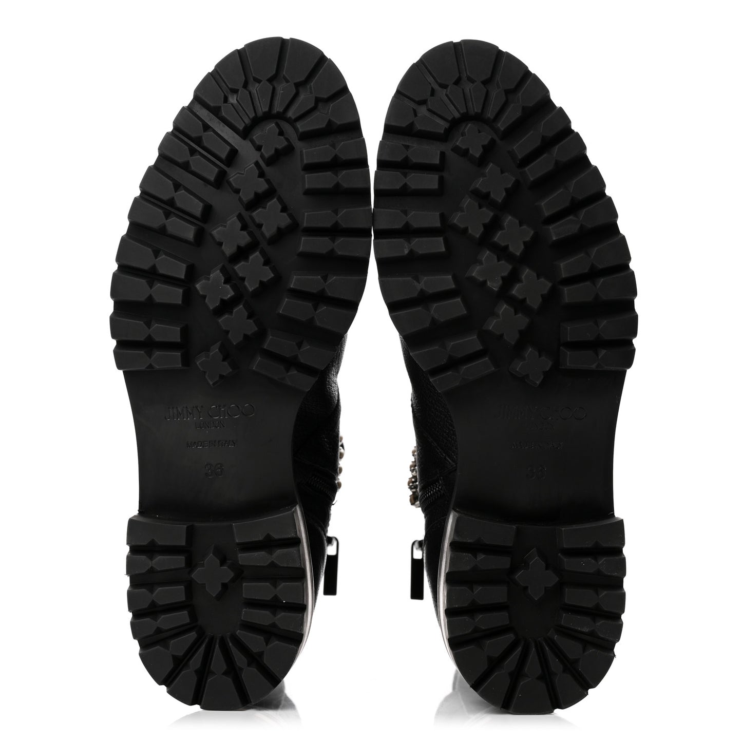 Grained Calfskin Crystal Embellished Cruz Combat Boots 36 Black