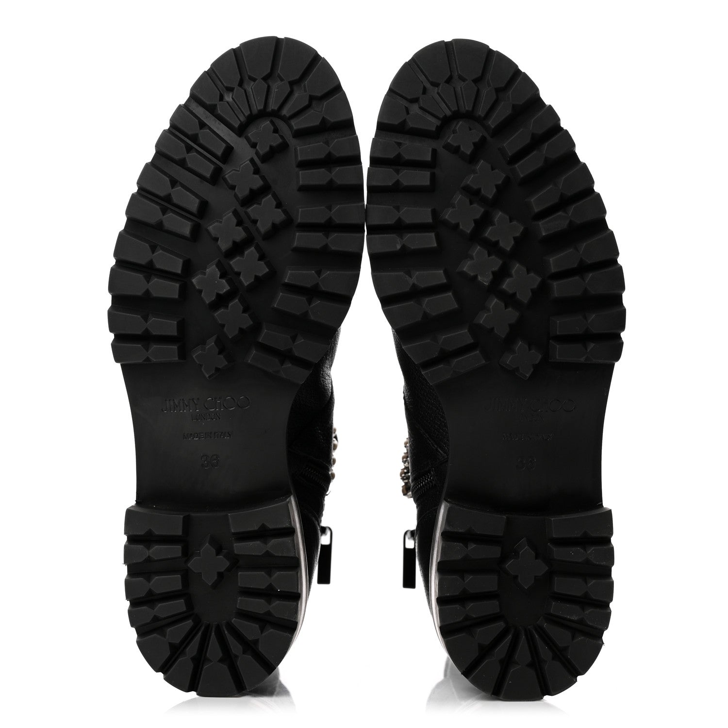 Jimmy Choo Grained Calfskin Crystal Embellished Cruz Combat Boots 36 Black 5 of 8