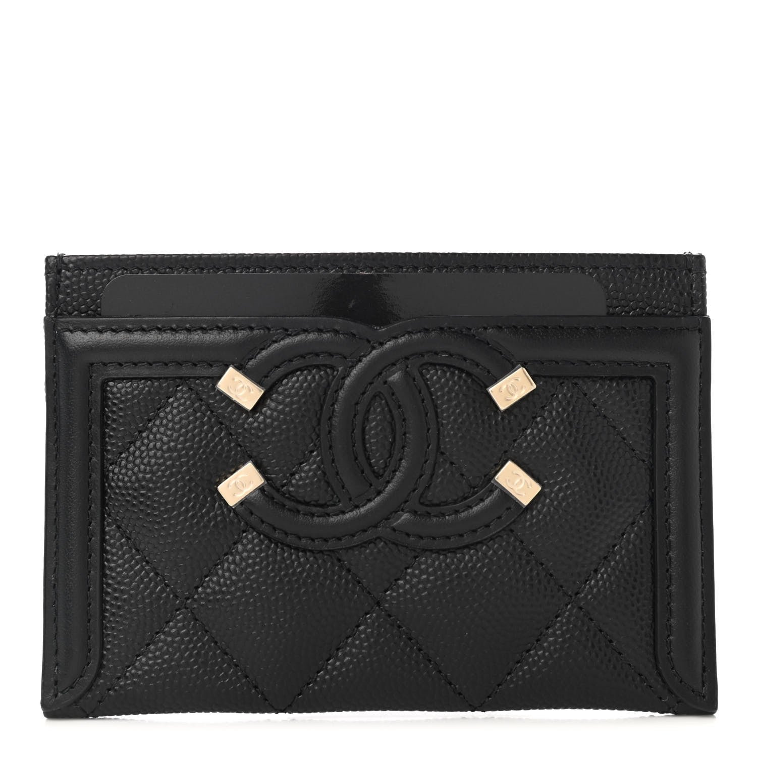 Chanel Caviar Quilted Filigree Card Holder Black 1 of 8