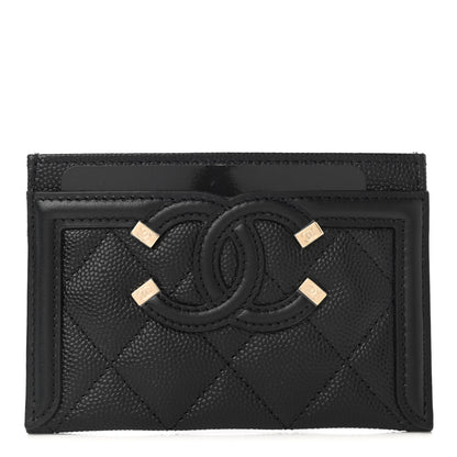 Chanel Caviar Quilted Filigree Card Holder Black 1 of 8