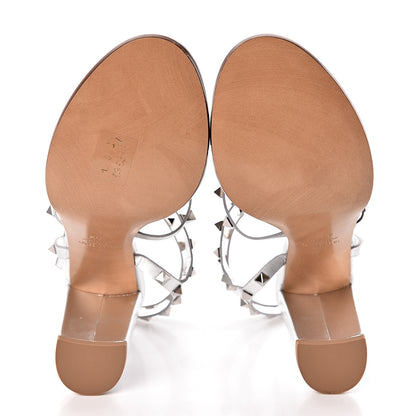 Valentino Garavani Metallic Nappa Rockstud 90mm City Sandals 40.5 Silver 6 of 11