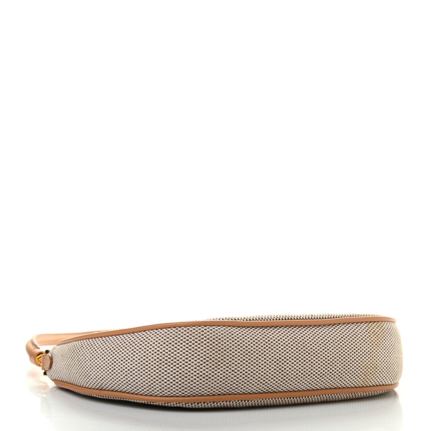 Canvas Smooth Calfskin Olympia Shoulder Bag Natural Tan