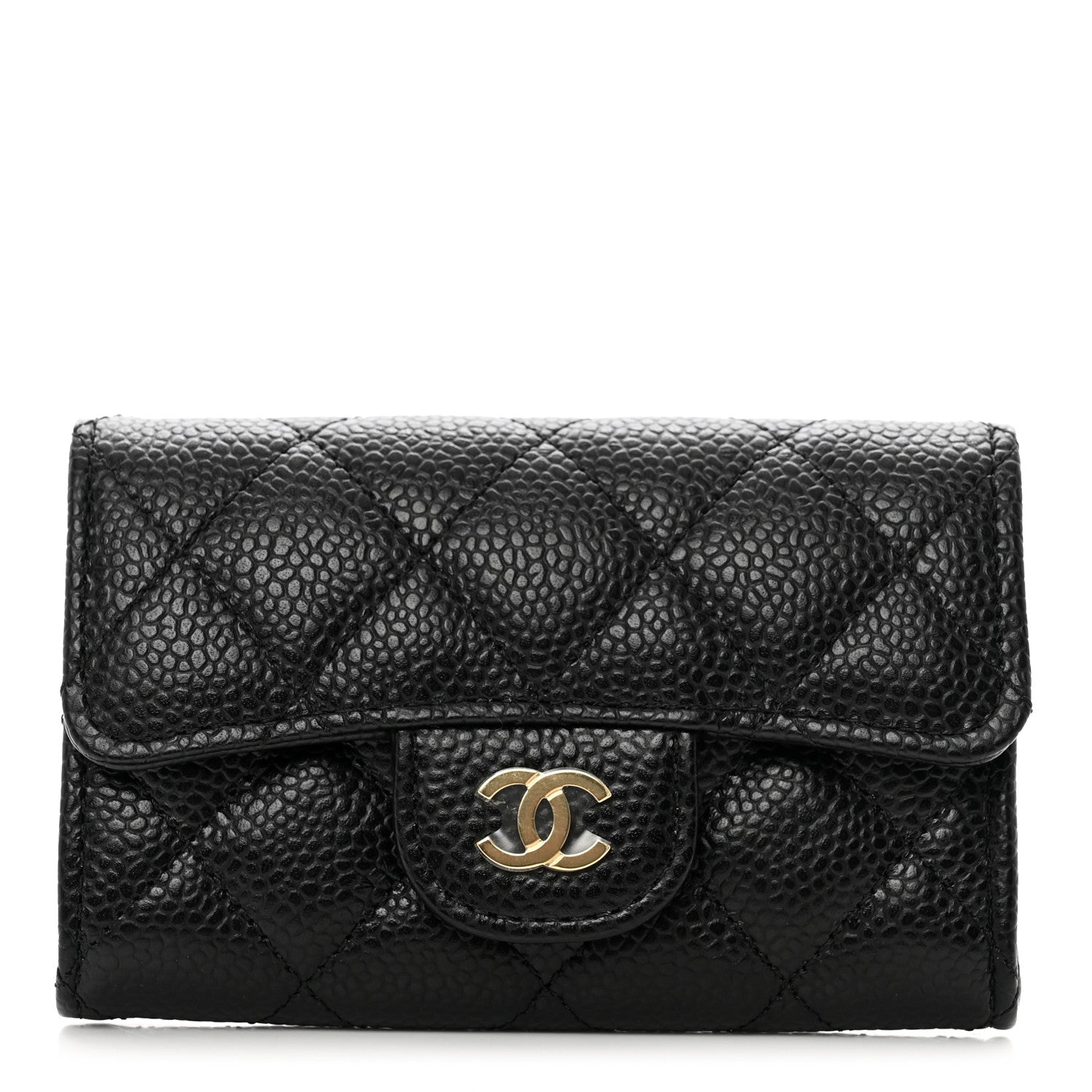 Chanel Caviar Quilted Flap Card Holder Wallet Black 1 of 9