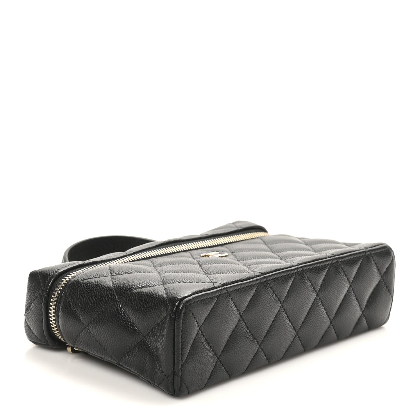 Caviar Quilted Top Handle Slim Vanity With Chain Black