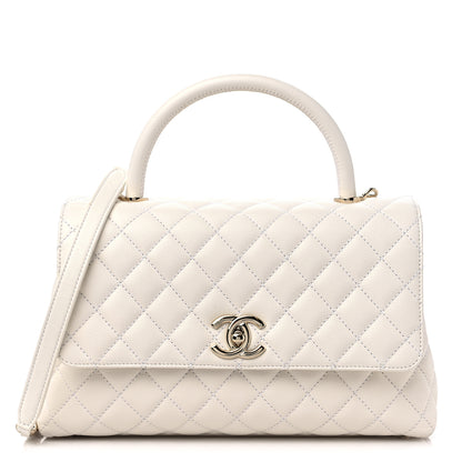 Chanel Caviar Quilted Small Coco Handle Flap White 1 of 9