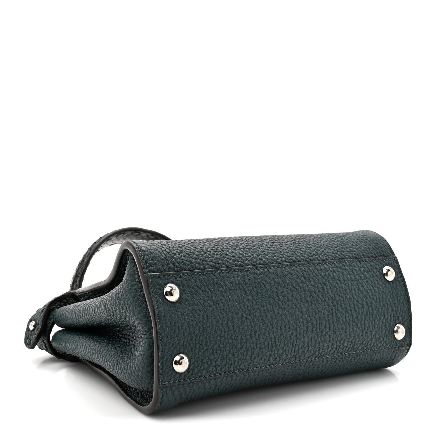 Fendi Cuoio Roma Sellerissima Nappa Sintetica Tape Stitch Snakeskin Mini Peekaboo Iconic Satchel Green 4 of 11