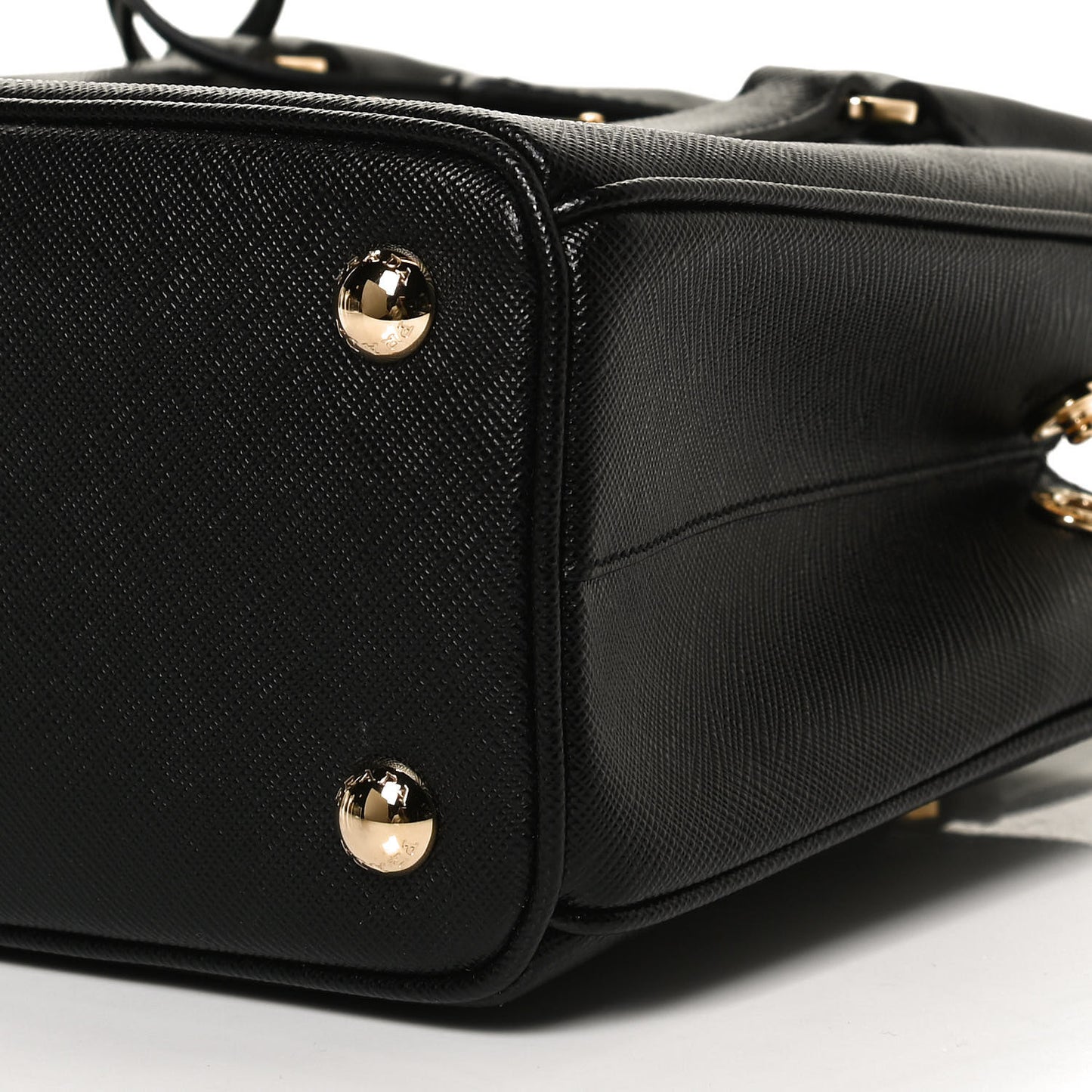 Saffiano Lux Micro Galleria Shoulder Bag Black