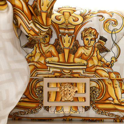 Fendi X VERSACE Silk Fendace FF Baroque Quilted Scarf Baguette White Gold 12 of 13