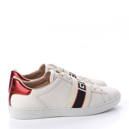 Gucci Calfskin Stripe Womens New Ace Sneakers 39 New Mystic White Ecru Red Flame 4 of 10