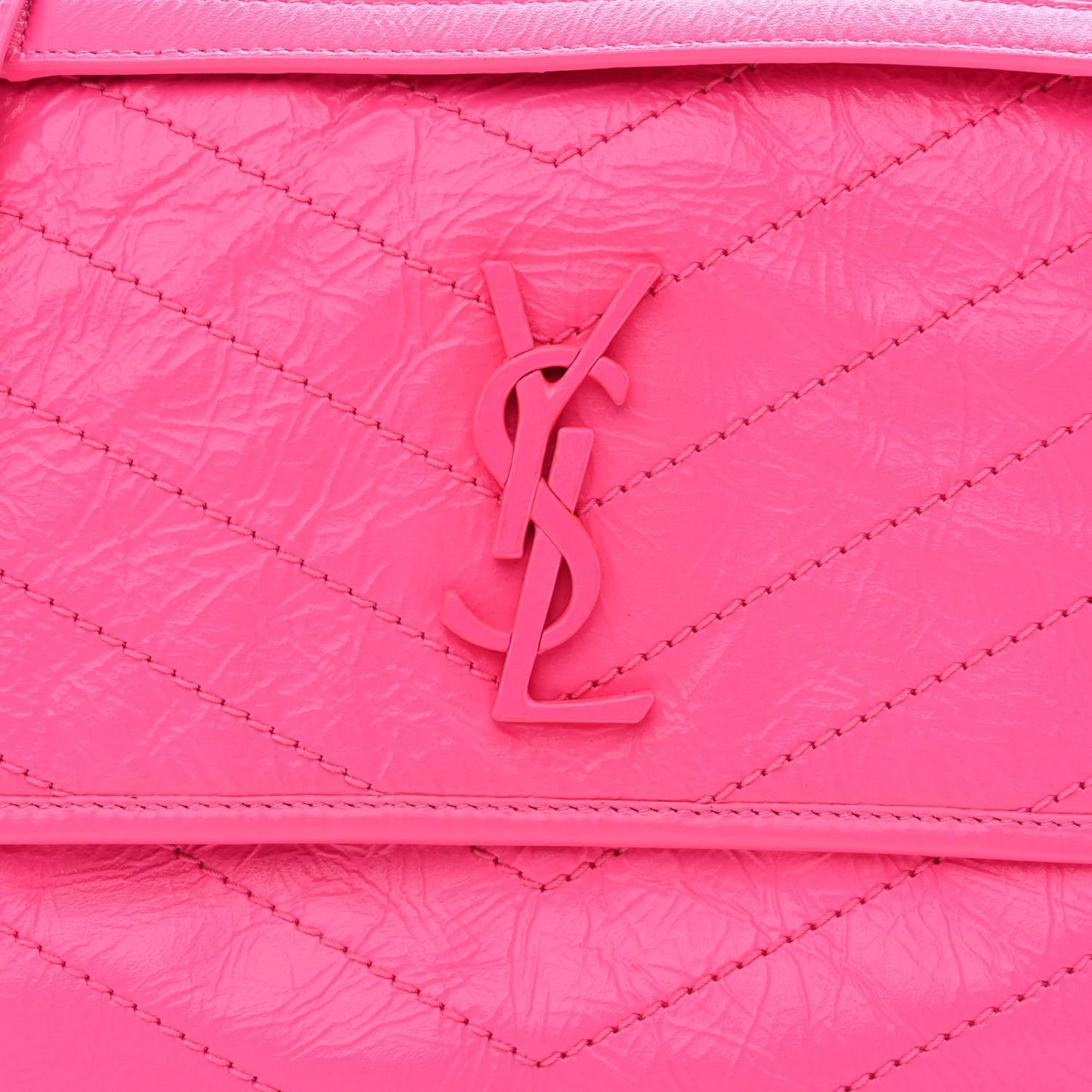 Crinkled Calfskin Matelasse Monogram Medium Niki Chain Satchel Rose Glow