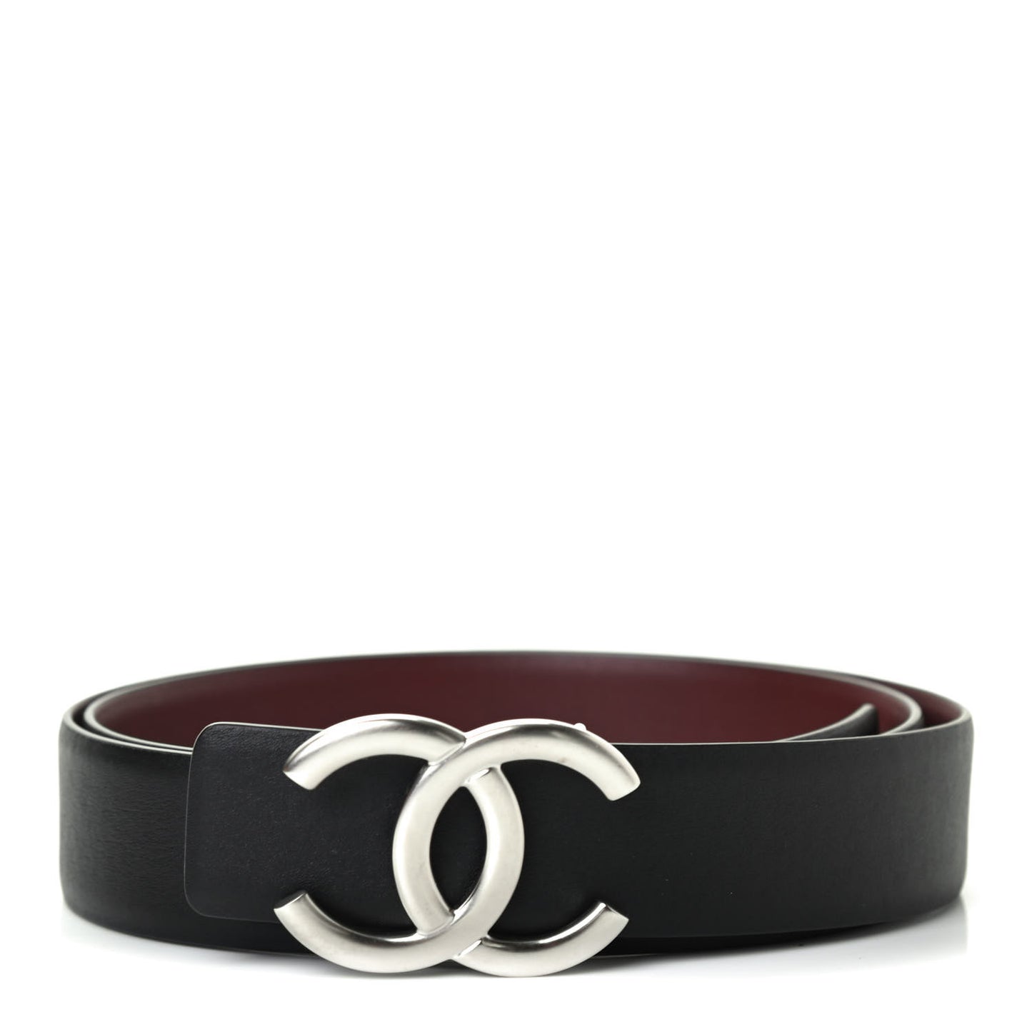 Calfskin CC Reversible Belt 85 Black Burgundy