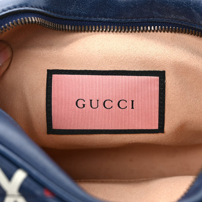 Gucci Calfskin Matelasse GucciGhost Small GG Marmont Chain Shoulder Bag Blue Agata Hibiscus Red 8 of 13