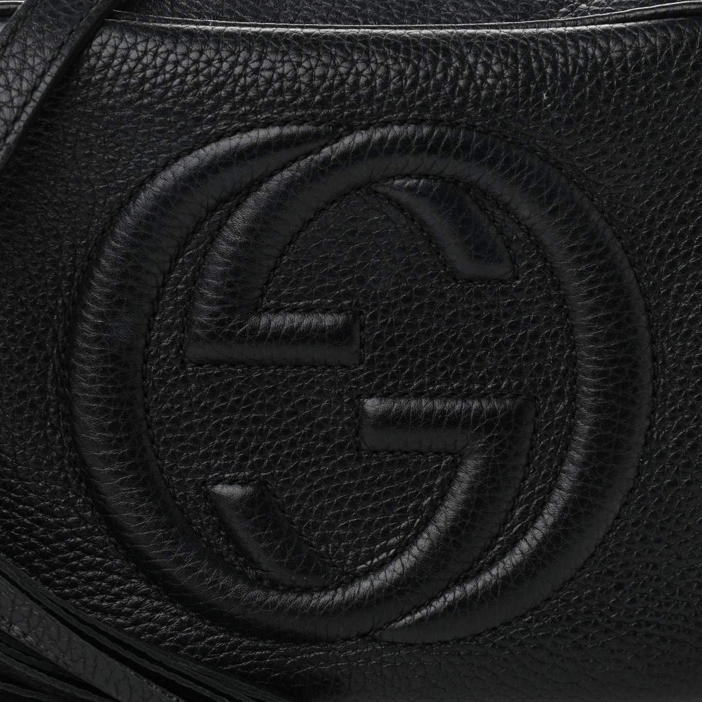 Pebbled Calfskin Small Soho Disco Bag Black