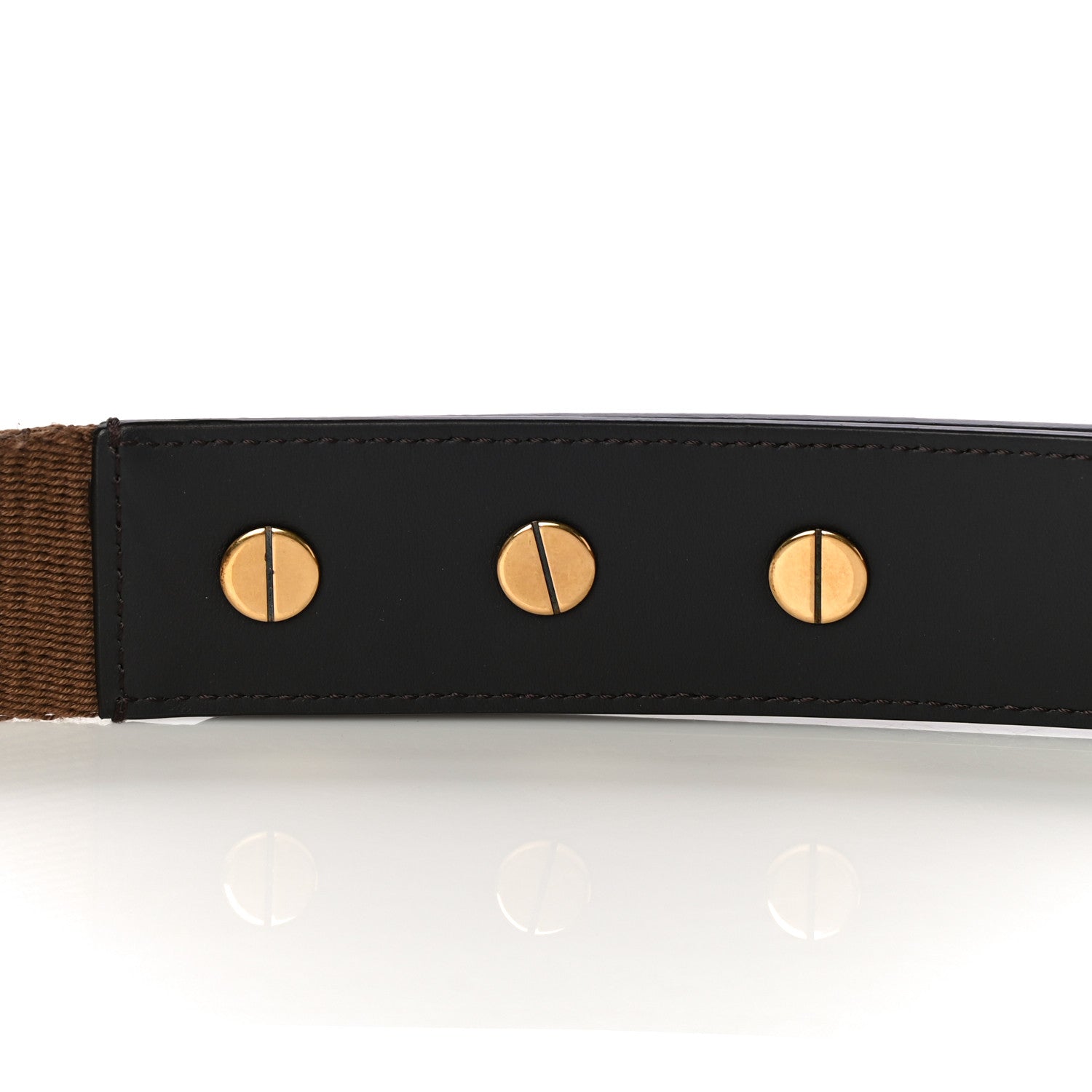 Fendi Ribbon Vitello Century FF 1974 Flat Studded Strap You Fango Marrone Ebano 7 of 7